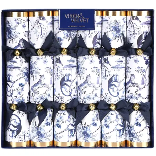 Blue Chinoiserie Monkey Christmas Cracker  6pc