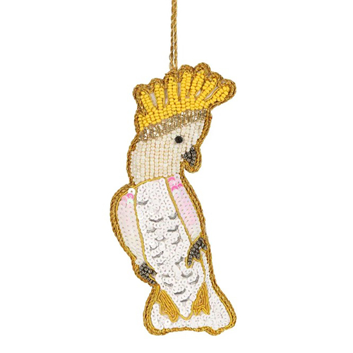 Sequin Yellow Crested Cockatoo Hanging Christmas  Decoration