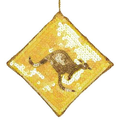 Sequin Kangaroo Crossing Hanging Christmas Decoration