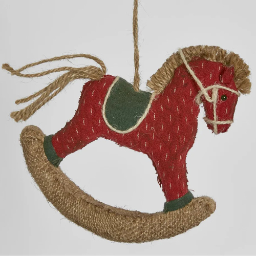 Red Rocking Horse Hanging Christmas Ornament