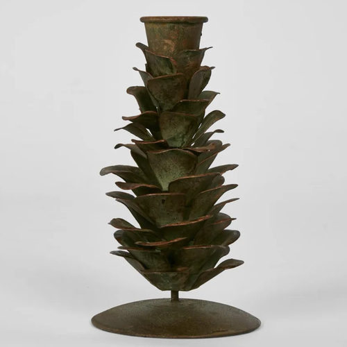 Florentine Bronze Pinecone  Taper Candle Holder 7.5 x 7.5 x 14cm