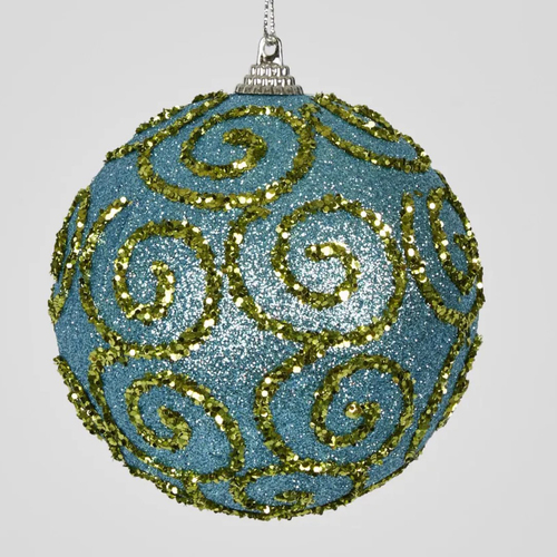 Blue Swirl Non-Breakable Christmas Bauble 10cm 6pc