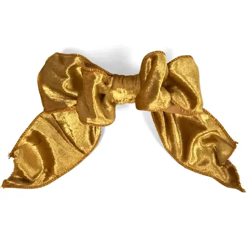 Gold Velvet Clip on  Christmas  Bow Large