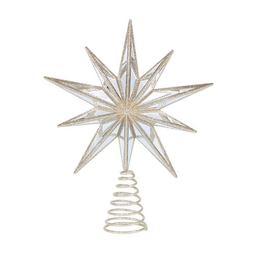 10 Point Mirrored Champagne Christmas Tree Topper 31cm