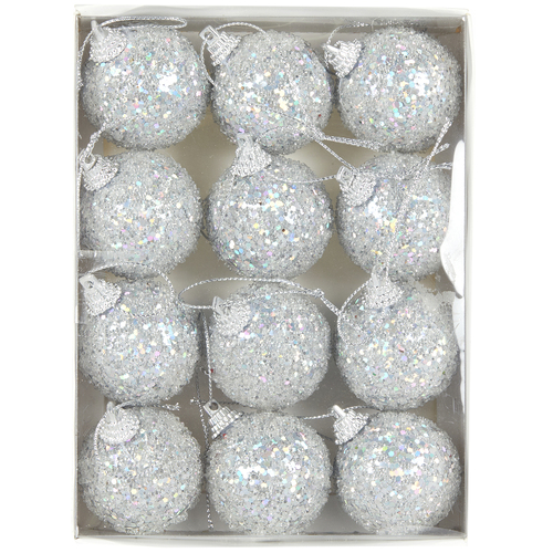 Mini Silver Sugar Baubles 3 cm 12pk