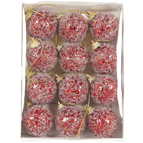 Mini Red  Sugar Baubles 3 cm 12pk