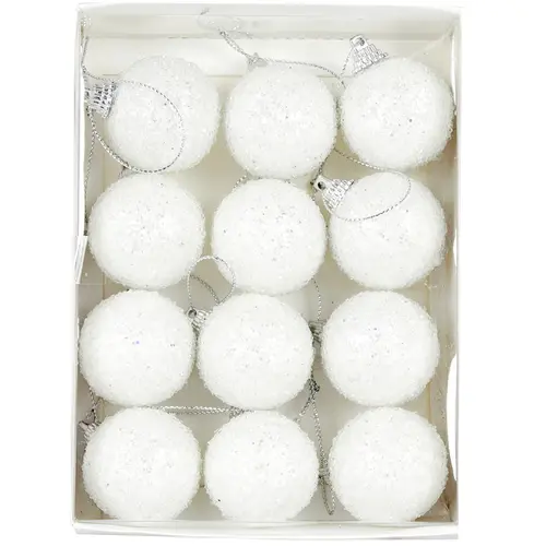 Mini White Sugar Baubles 3 cm 12pk