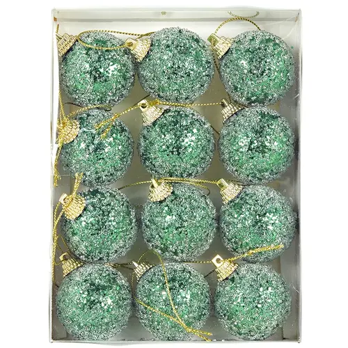 Mini Green Sugar Baubles 3 cm 12pk