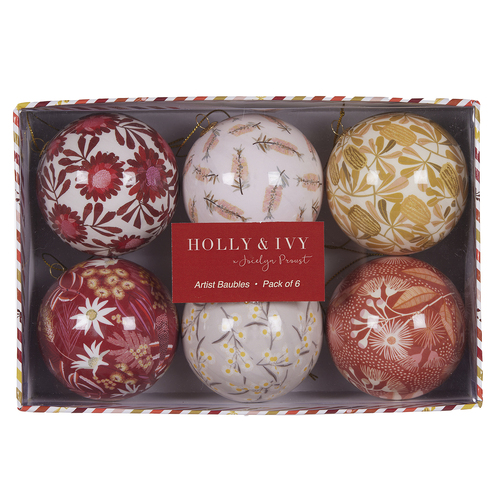 Wildflower Artist Christmas Baubles 6pk