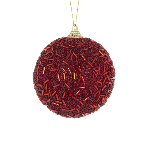 Matte Red Confetti Hanging Christmas Bauble 8cm