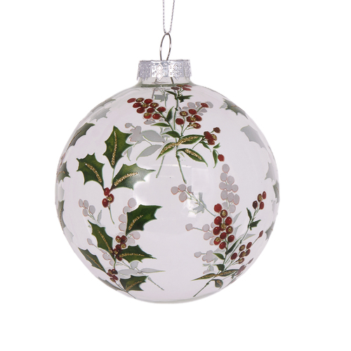 Intricate Berry Sprig Christmas Hanging Bauble 10cm