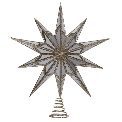 XL 10 Point Mirrored Champagne Christmas Tree Topper