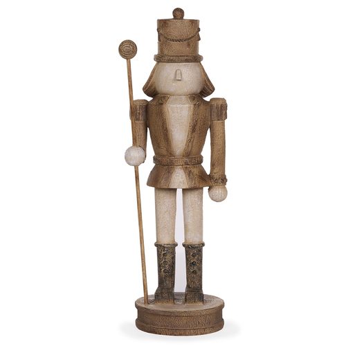 Natural Look Christmas Nutcracker with Staff 32cm