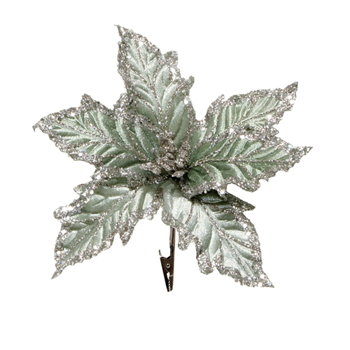 Sage Poinsettia Clip 25cm