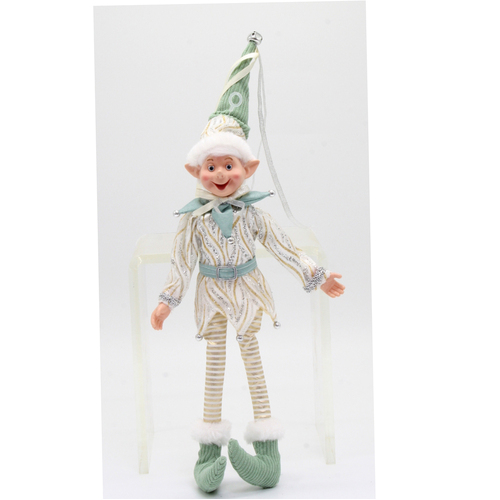 Mint Gold Posable  Christmas Elf 40cm