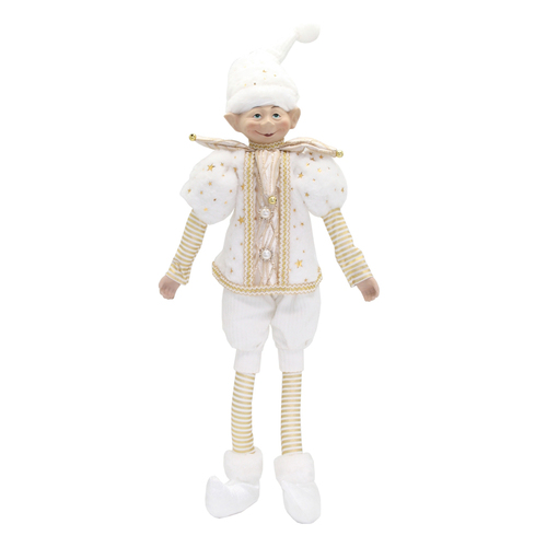 White and Gold Christmas Elf 60cm