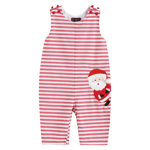 Red and White Striped Santa Overalls 12 -18 months