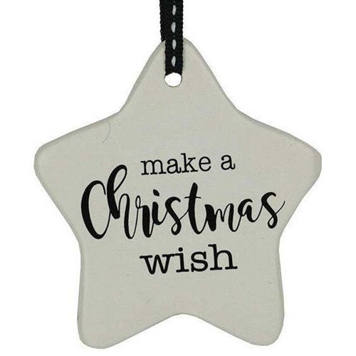 Make a Christmas Wish Ceramic Hanging Star Ornament 8cm