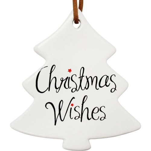 Christmas Wishes Ceramic Hanging Tree Ornament 9cm