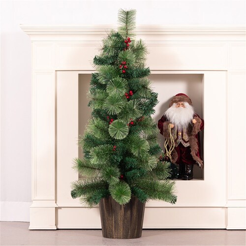 Christmas Tree with a Touch of Colour in Timber Look Pot