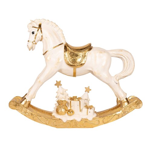 White Christmas Rocking Horse with Gold