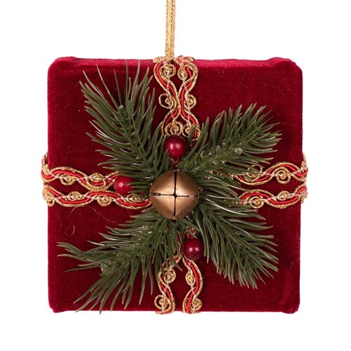 Burgundy Velour Hanging Christmas Gift Decoration