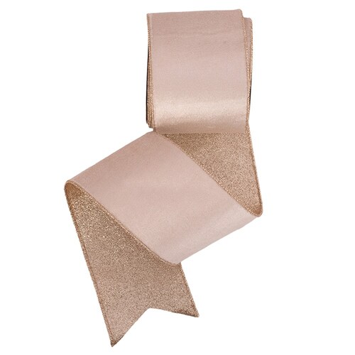 Champagne Glitter Velour Ribbon with Wire Edge