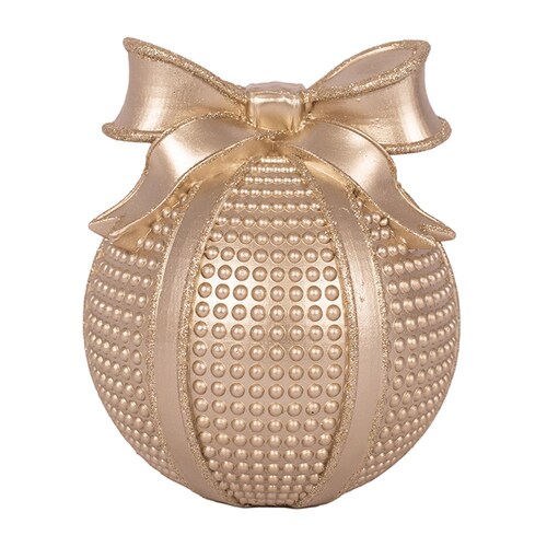 Champagne Poly Resin Display Bauble with Bow