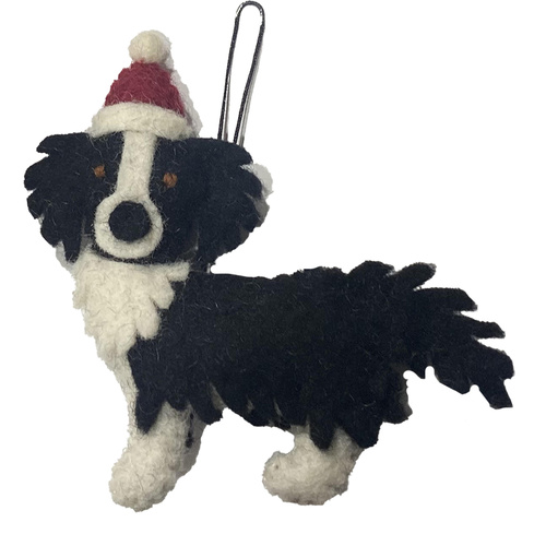 Pashom Felt Black Collie Christmas Decoration. 10cm