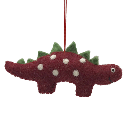 Felt  Christmas Red DInosaur Decoration 12cm