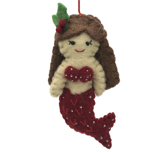 Felt Christmas Mermaid Decoration 12cm