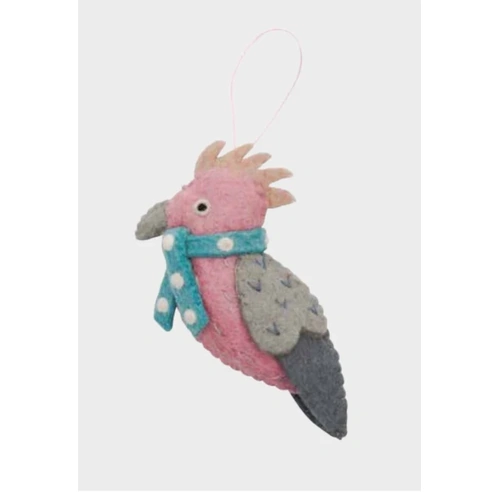 Pashom Felt Galah Christmas Decoration. 10cm