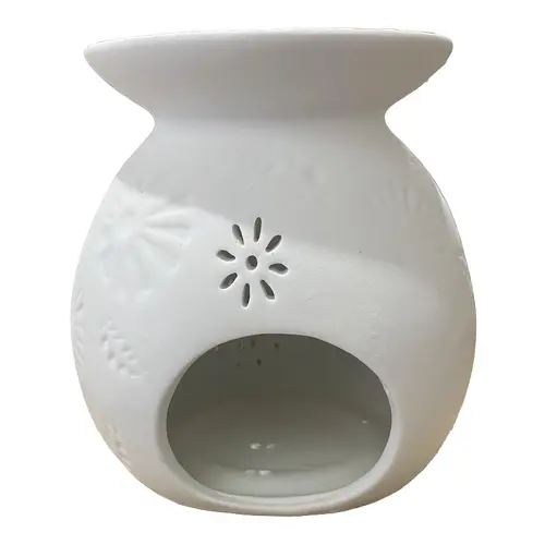 Snowflake White Oil Burner Round  11 x12cm