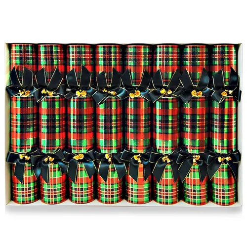 Deluxe Tartan Check Christmas Crackers 8pk