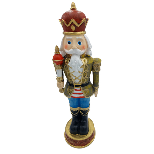 Nutcracker with Olive Jacket and Red Crown 33cm