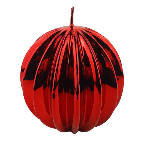 Red Metallic Finish  Segmented  Ball Candle 12cm