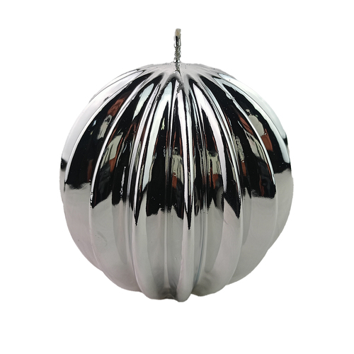 Silver Metallic Finish  Segmented  Ball Candle 12cm