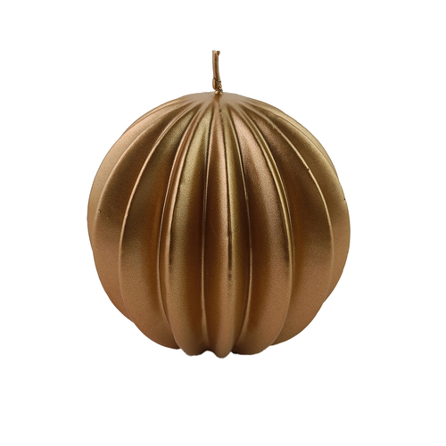 Gold Velvet Finish  Segmented  Ball Candle 12cm