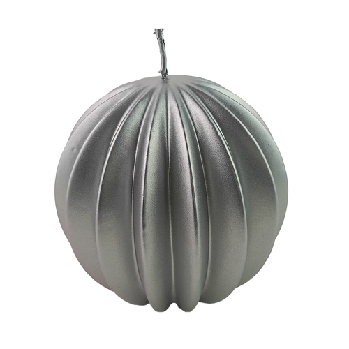 Silver Velvet Finish  Segmented  Ball Candle 12cm