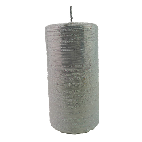 White  Metallic Spenallato Pillar Candle 15 x 7cm