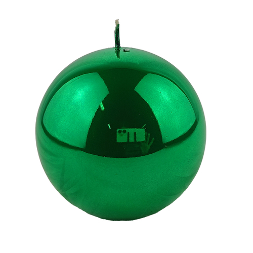 Green Metallic Ball Candle 10cm