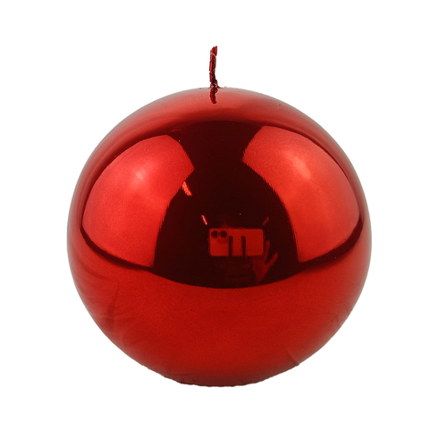 Red Metallic Ball Candle 12cm