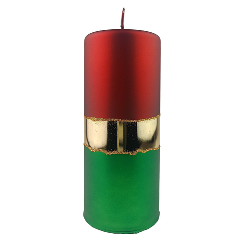 Red Green Velvet Wave with Gold Christmas Pillar