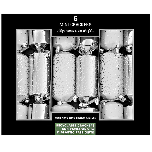 Mini Silver Scatter Christmas Crackers  6pk