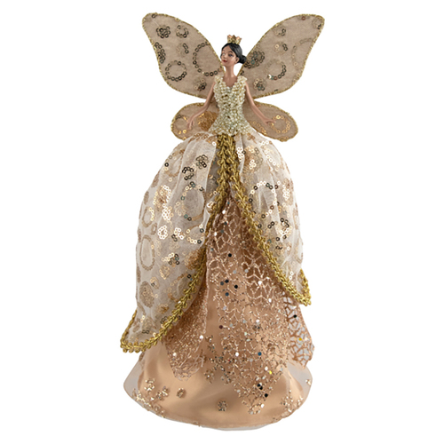 Champagne Angel with Cream Wing Christmas Tree Topper