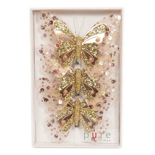 Gold Sparkle  Christmas Butterfly Clip