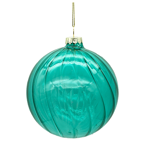 Tiffany Swirl Teal Glass Christms Bauble