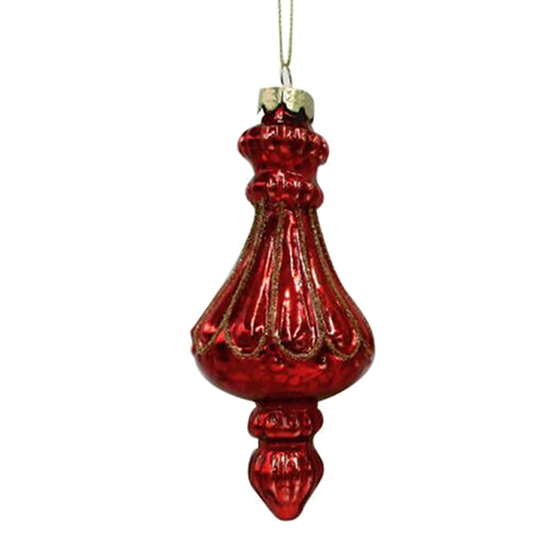 Red Gold Glass Christmas Finial  A