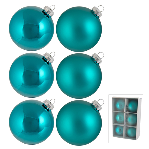 Teal Christmas Hanging Decorations 8cm