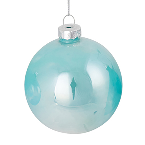 Teal Glass Round Hanging Christmas Ornament